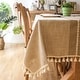 preview thumbnail 40 of 46, Enova Home 54"x 78" High Quality Rectangle Cotton and Linen Tablecloth with Tassels