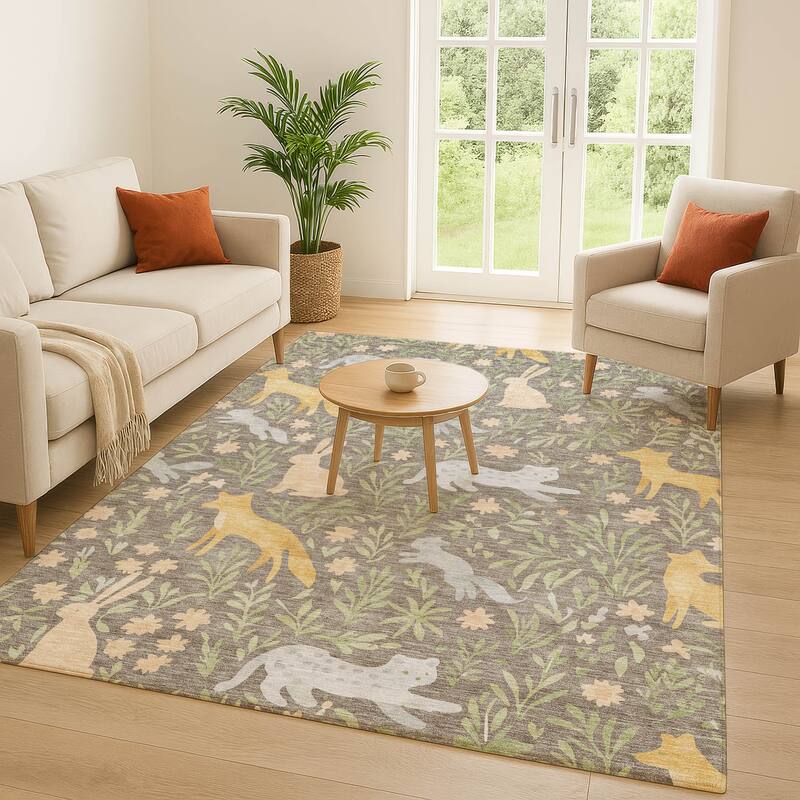 Machine Washable Indoor/ Outdoor Whimsy Foxy Chantille Rug