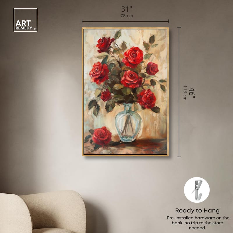 Ruby Roses in Riad Glass Canvas by Art Remedy