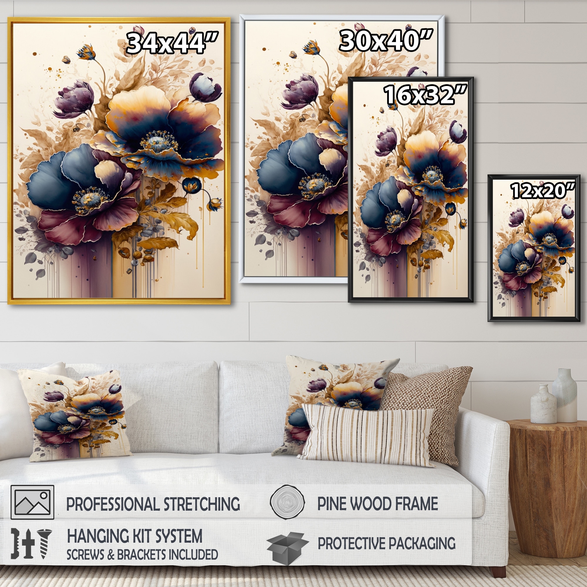 Framed Stretched Blooming Poppy Flowers Oil Painting, Set of 3, 40 x 27.5  - On Sale - Bed Bath & Beyond - 32385481