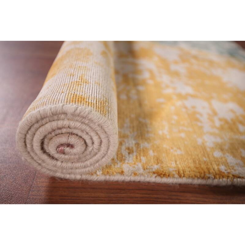 Colorful Abstract Indian Foyer Rug Handmade Wool Carpet - 2'7"x 4'5"