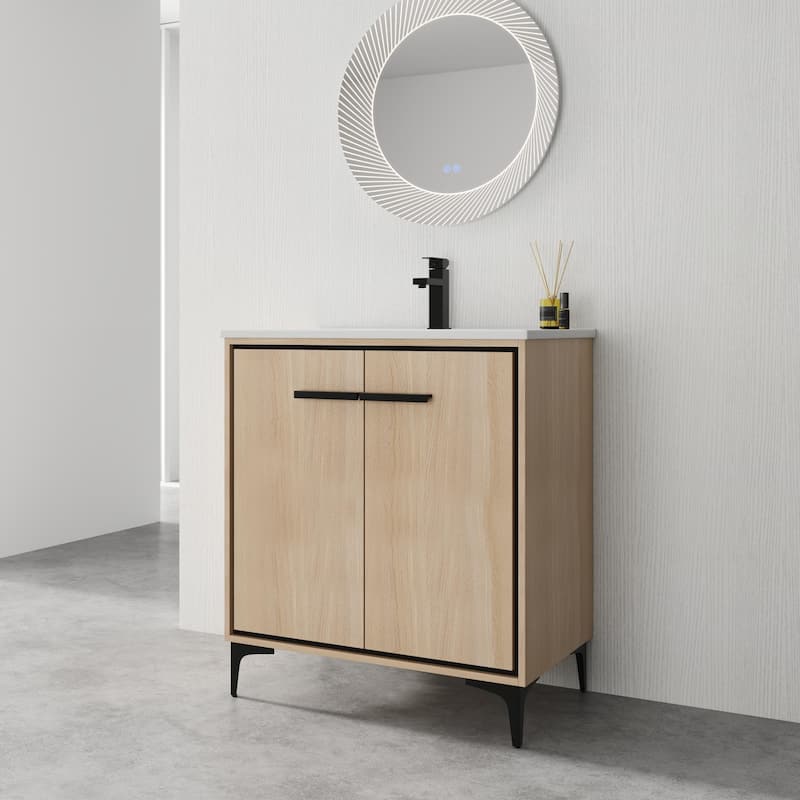 ARTCHIRLY 24/30 Inch Bathroom Vanity with Sink, Freestanding Bathroom Vanity with Soft Close Door and Adjustable Shelf