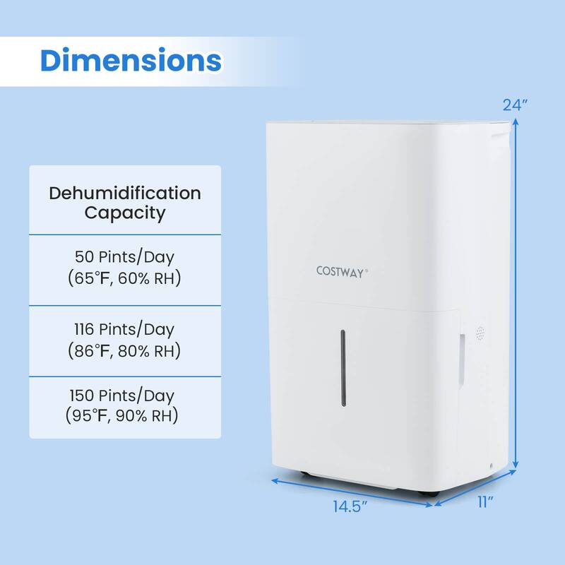 Costway 150 Pints Dehumidifier with Pump with 24H Timer LED Display - See Details