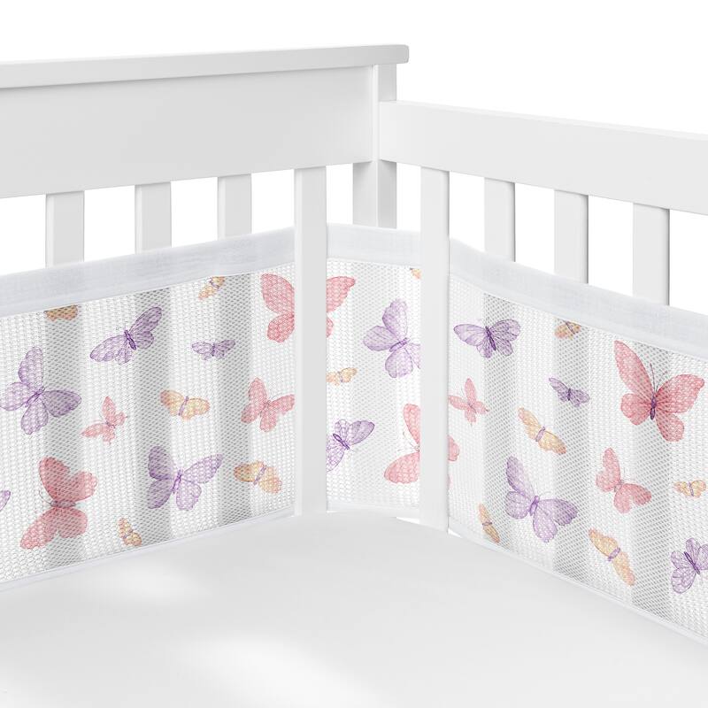 Sweet Jojo Designs + BreathableBaby Breathable Mesh Crib Liner Pink/Purple Shabby Chic Butterfly Girl Butterflies
