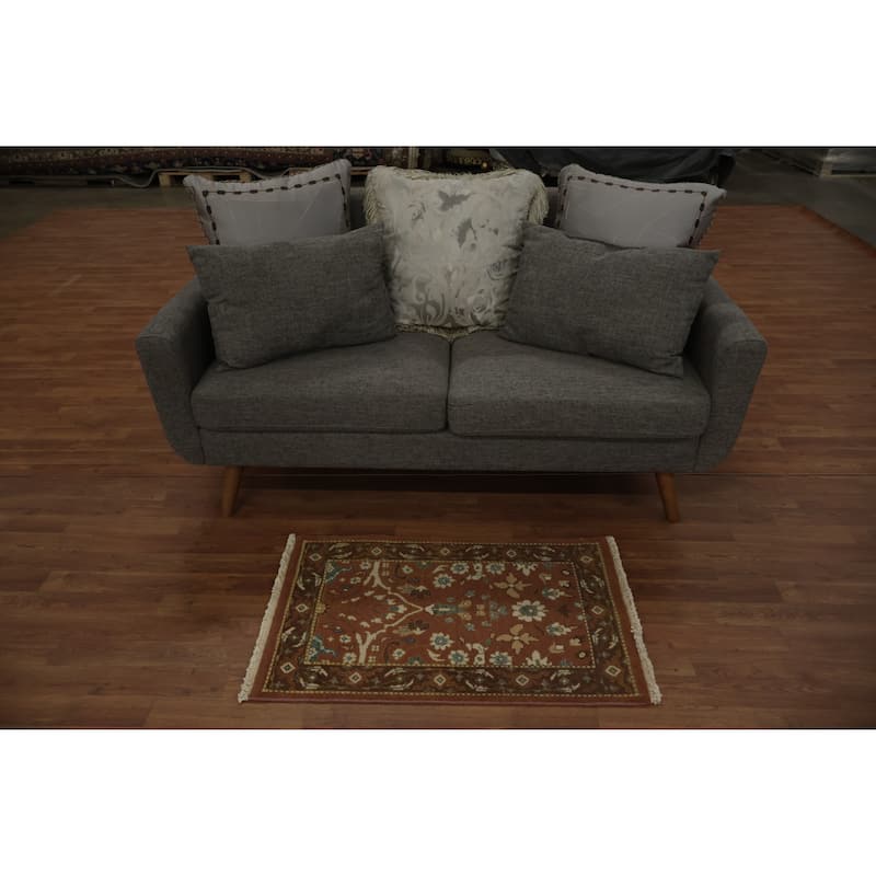 Hand Knotted Oriental 100% Wool Carpet Traditional All-Over Oranges & Rust Ziegler Area Rug - 3' 0'' X 1' 11''