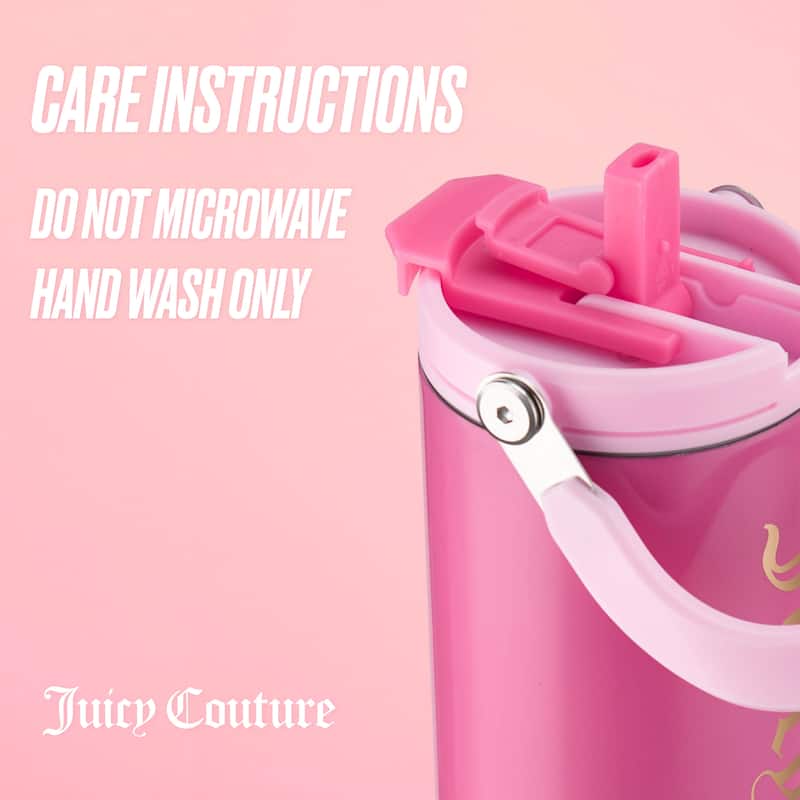 Juicy Couture Flip Fusion Hydration Stainless Steel Screw Top Tumbler with Flip Handle