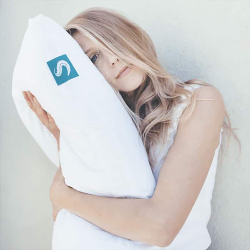 Sleepgram Bed Support Sleeping Pillow with Microfiber Cover, Queen Size, White - N/A