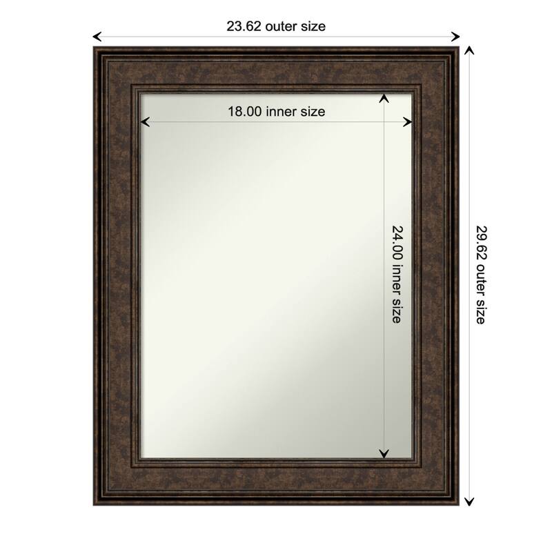 Non-Beveled Wall Mirror - Ridge Bronze Frame - 24 x 30 in - Ridge Bronze