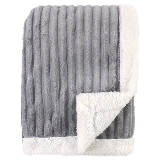 Hudson Baby Infant Corduroy Blanket with Faux Shearling Backing and Trim, Gray, 30x40 inches - Gray - 30x40 inches
