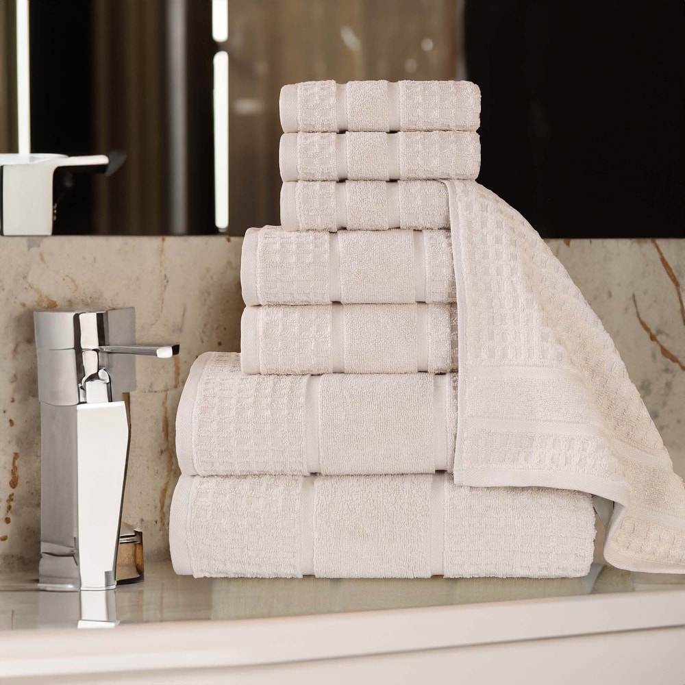 Superior Napa Zero Twist Cotton Waffle 8 Piece Bathroom Towel Set