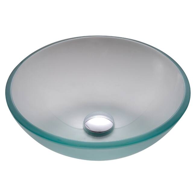 Kraus 14" Frosted Glass Vessel Bathroom Sink - Includes Pop-Up Drain