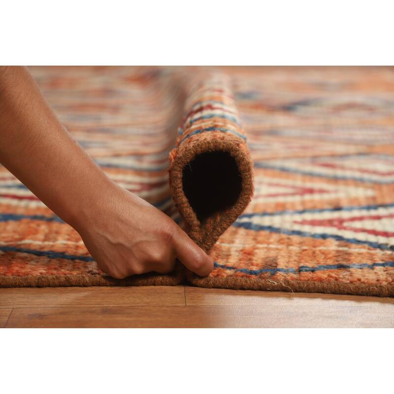 Moroccan Oriental Area Rug Hand-Knotted Orange Wool Carpet - 8'4" x 10'0"