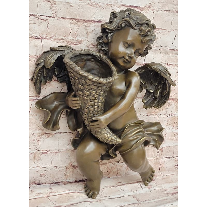 Hand Made A.Moreau Baby Boy Angel Putti Wall Mount Bronze Sculpture