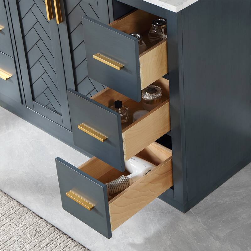 Altair Gazsi Bathroom Vanity with Composite Stone Countertop with Mirror
