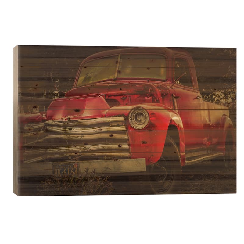 Battered Truck Print On Wood by Don Schwartz - Multi-Color - 18x26x1.5