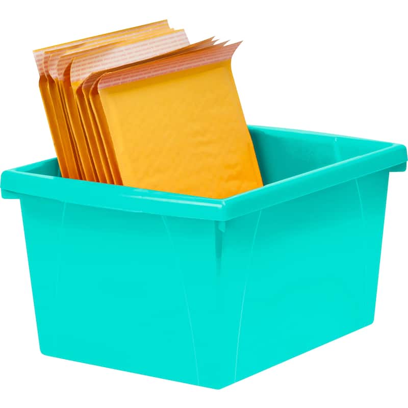 Storex 4 Gallon Storage Bin, Teal, Pack of 3