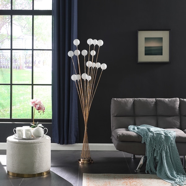 Multi Light Acrylic Globe Aluminum LED Yellow Gold Metal Floor Lamp On Sale Bed Bath Beyond 35653190
