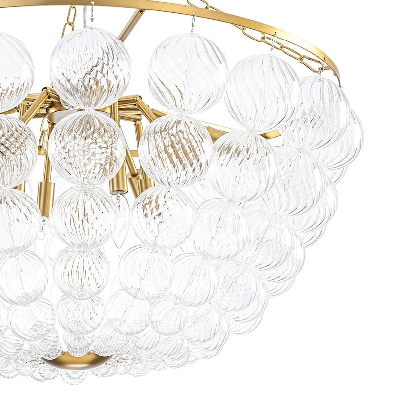 Modern Glam Bowl Twisted Glass Cluster Bubble Chandelier