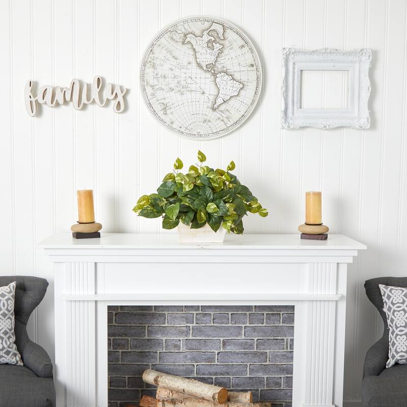 Silk Plant with Planter - 20" Artificial Greenery Decor - Faux Plant in Whitewash Container - Home Office Decor - 1.17ft.