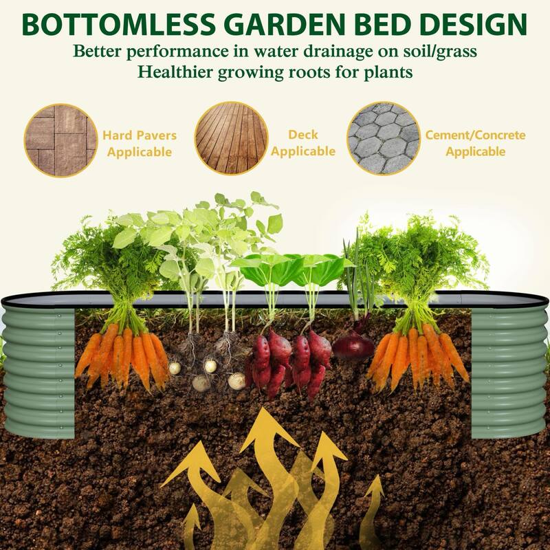 VEIKOUS 23.1''H Metal Galvanized Raised Garden Bed 9-in-1 Modular Outdoor Planter Box