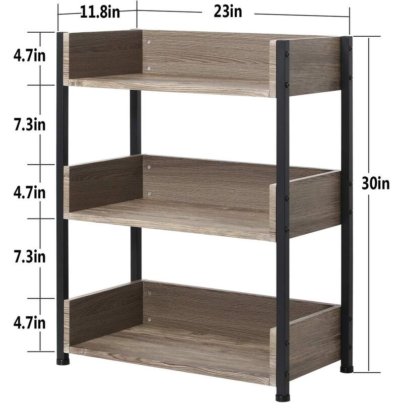 VECELO 30" Open Bookcase 3 Tier No Guardrail Shelf Unit for Books Storage Cabinet for Living Room/Kitchen/Bedroom (1 or 2 PCS)