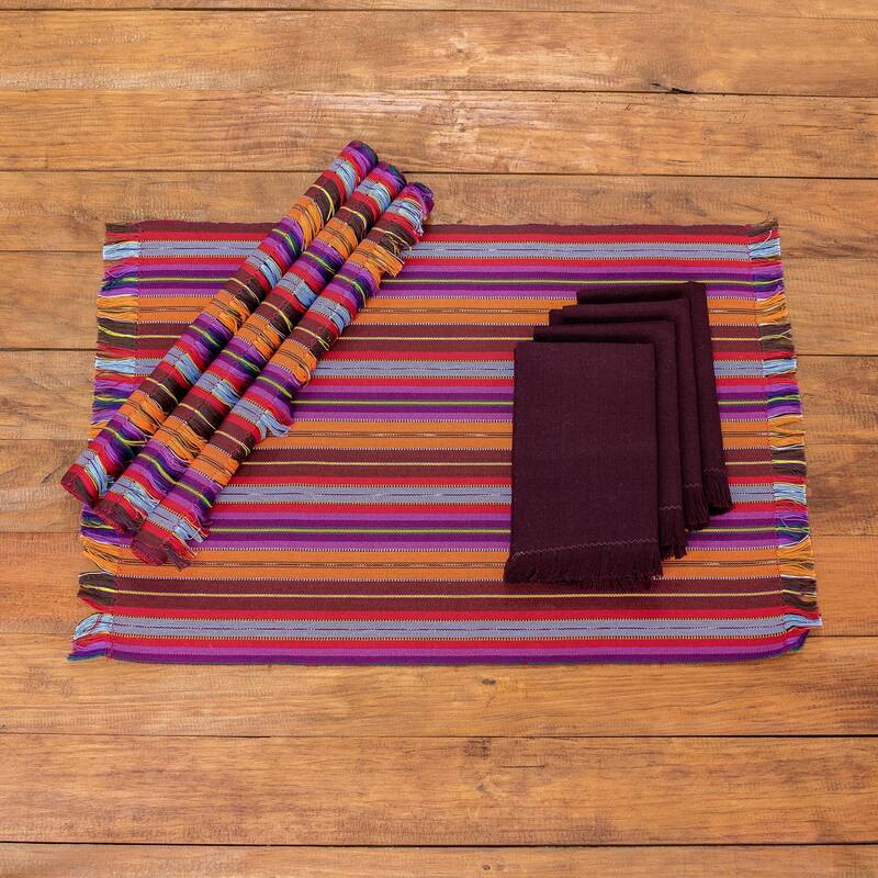 Novica Handmade Intense Tradition Cotton Placemats And Napkins (Set Of