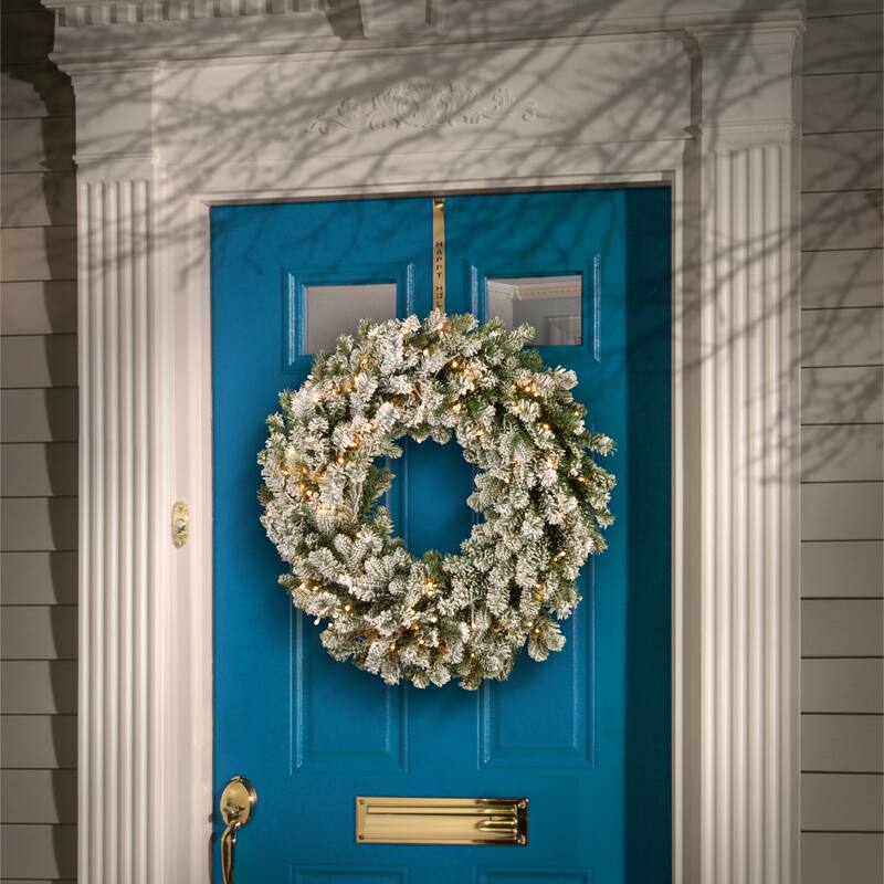 National Tree Company 2 ft. Feel Real® Snowy Sheffield Spruce Wreath with Twinkly LED Lights - 2 ft