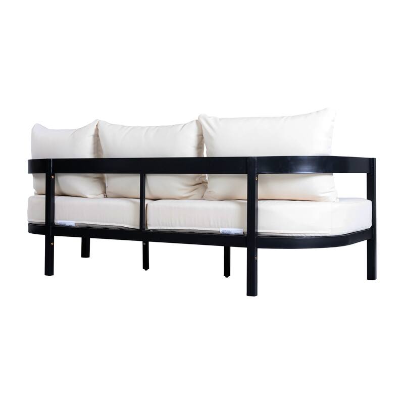 Christopher Knight Home - Modern 75.8" Outdoor Curved Patio 3-Seater Sofa with Aluminum Frame & Water-Resistant Cushions