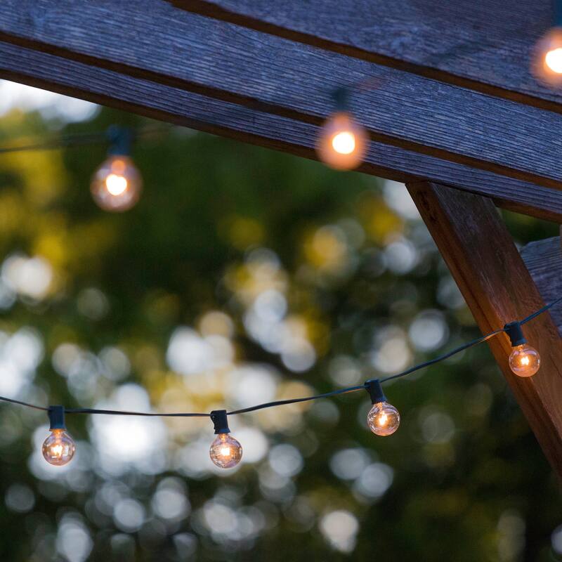 10-Count Clear G50 Globe Patio Light Set - 9ft Black Wire - 120"