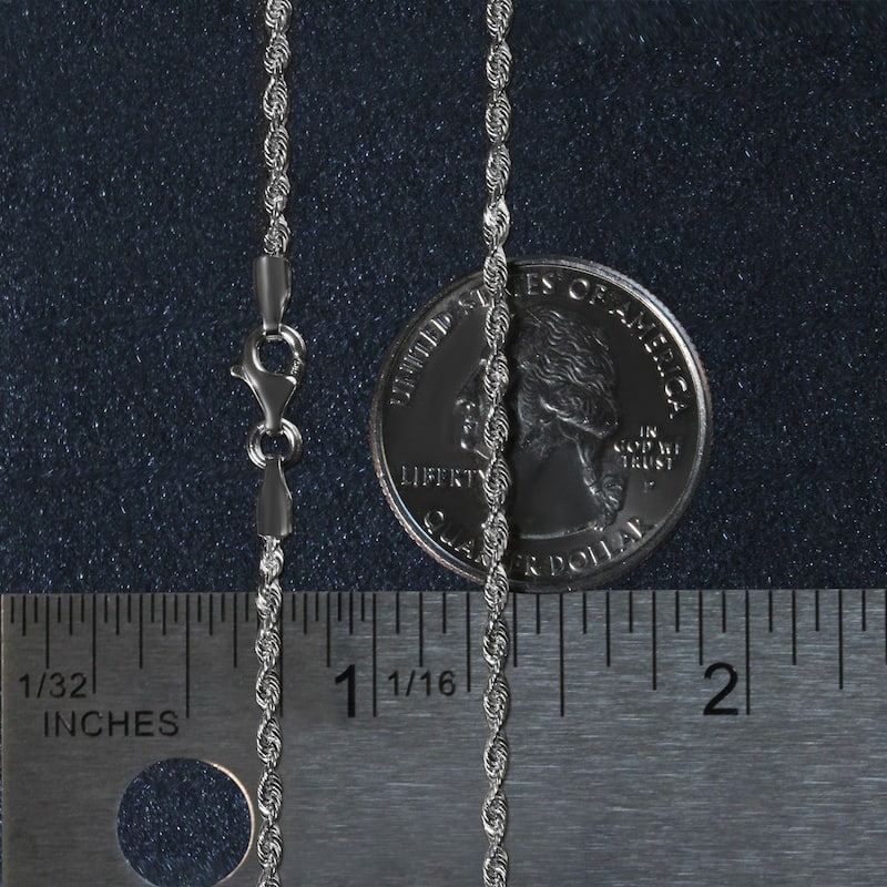 MayaMila 2.0mm 14k White Gold Solid Diamond Cut Rope Chain