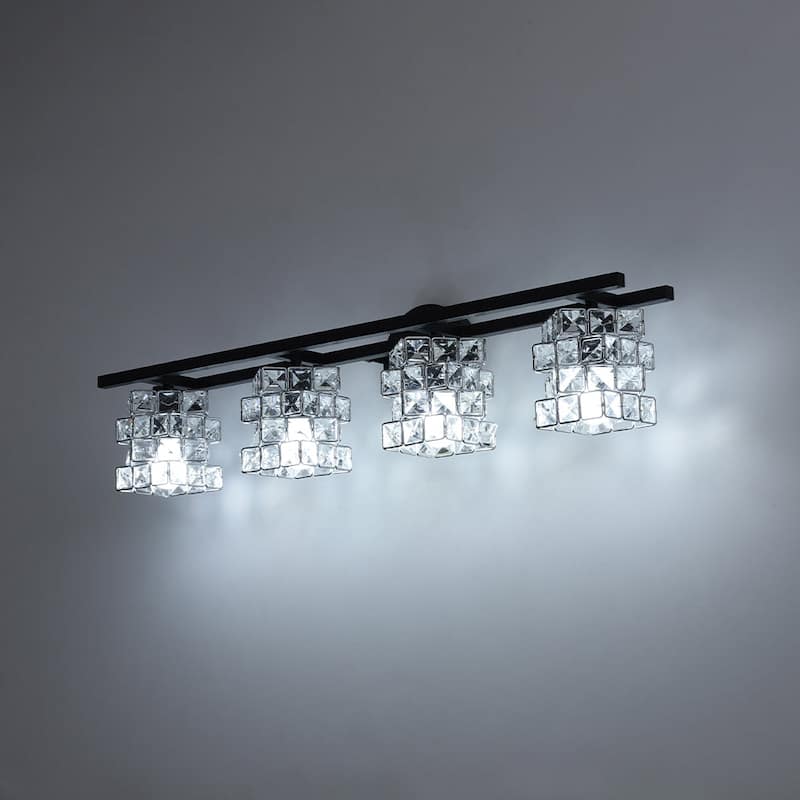 Mosaic Crystal Cube Shade Linear Bathroom Vanity Light
