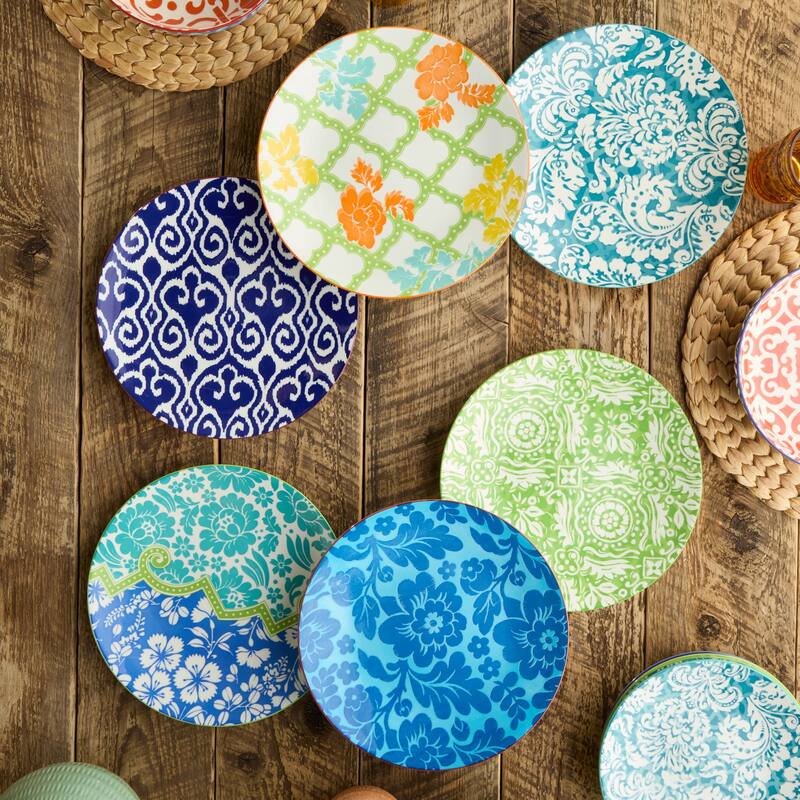 Certified International Pavillion 10.5" Dinner Plates, Set of 6 Assorted Designs - 10.50"L x 10.50"W x 1.13"H