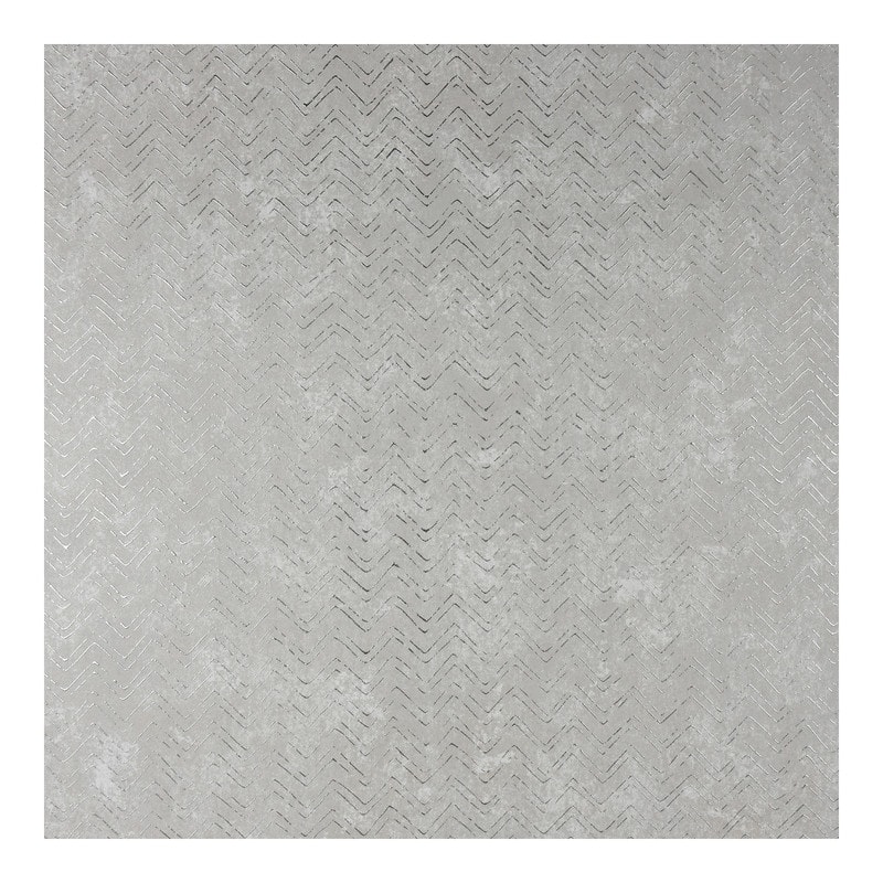 Brewster Luna Silver Distressed Chevron Wallpaper - 27.5 x 396 x 0.025