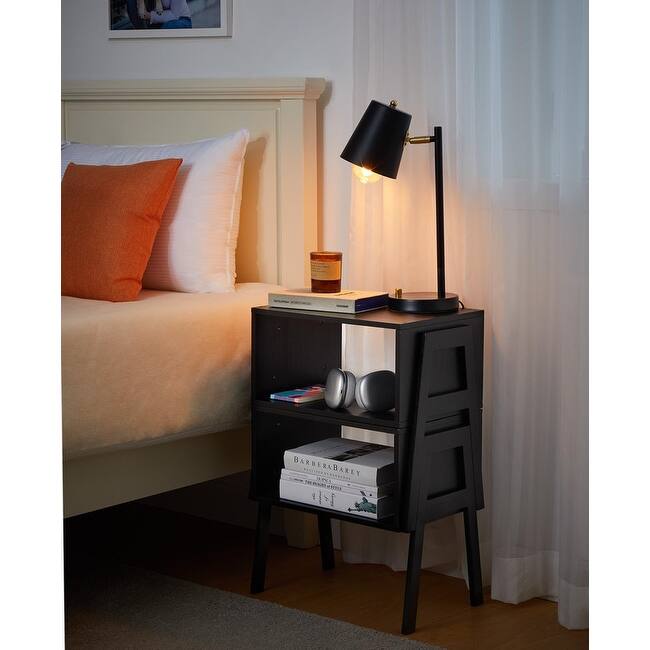 Bamboo Stackable End Tables, Set of 2 - 11.6"D x 16.5"W x 16.9"H