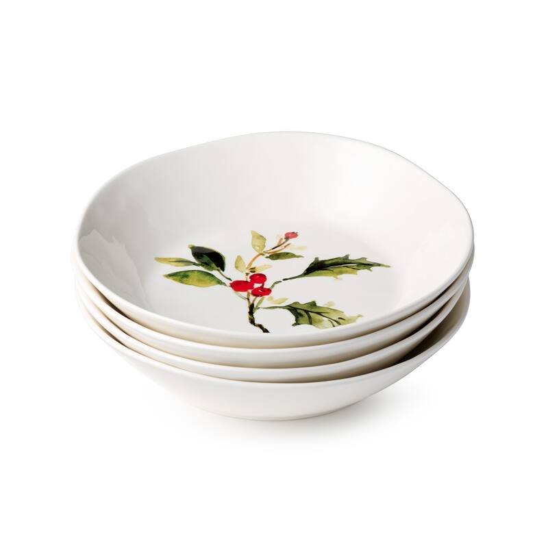 Certifed International Holly And Vines Set of 4 Dinner Bowls 9.5" x 2" - 9.5 L x 9.5 W x 2 H