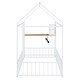 preview thumbnail 11 of 28, Twin Metal House Bed Frame with Desk, Shelves, USB & Power Outlets, White