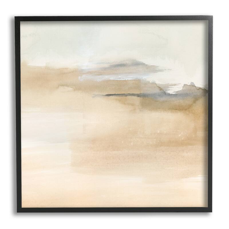 Stupell Cinnamon Shores Abstract Landscape Soft Neutral Tones Framed Wall Art - Tan - 17 x 17 - Black
