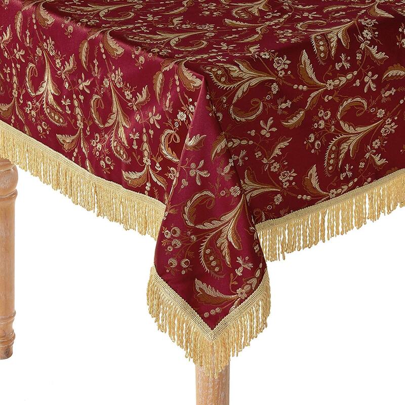Violet Linen Luxury Damask Floral Pattern Tablecloth
