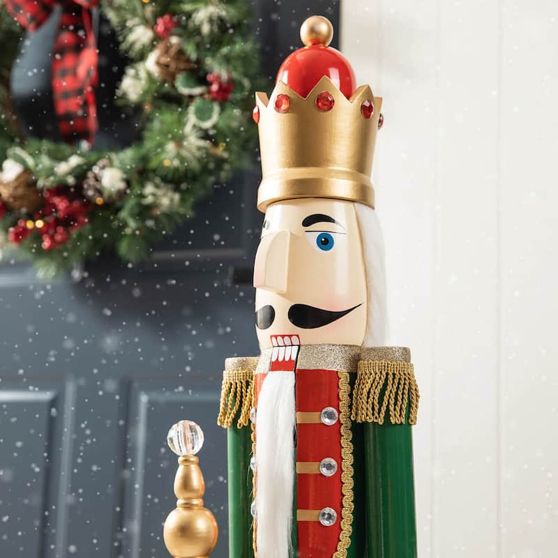 Glitzhome 42"H Wooden Christmas King/Soldier Nutcracker Porch Decor