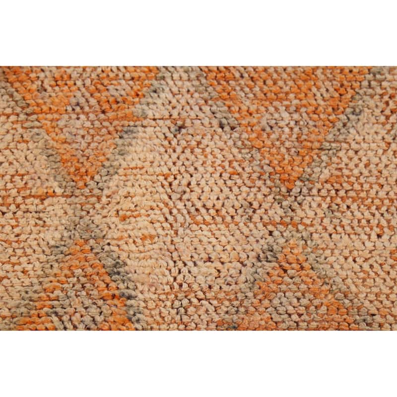 Geometric Oushak Oriental Vintage Runner Rug Handmade Wool Carpet - 2'6"x 8'0"