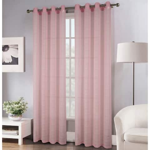 Erica Striped Doily Single Grommet Curtain Panel - (1x) 54 x 90 in. - (1x) 54 x 90 in.