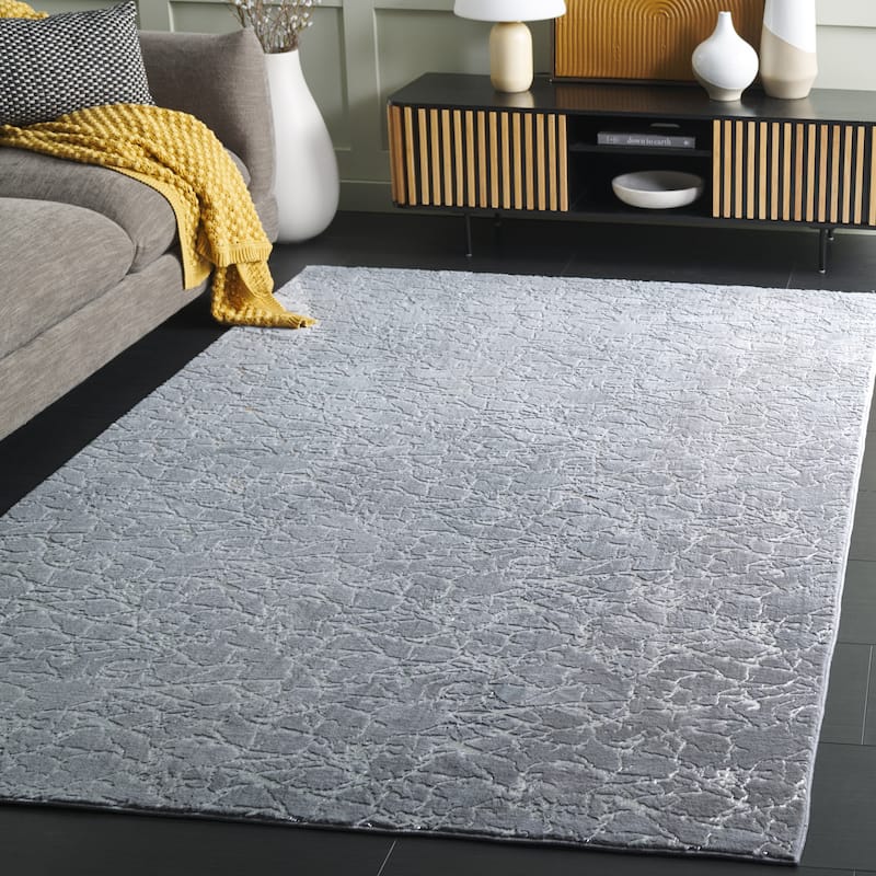 SAFAVIEH Faux Rabbit Fur Metallic Maiga Slip Resistant Rug - Grey/Silver - 5' x 8'