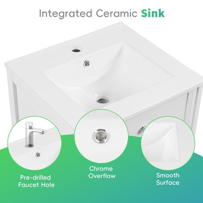 Roomfitters 20" Bathroom Vanity with Sink, Soft-Close Cabinet with Door Racks & Adjustable Shelf