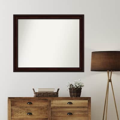 Coffee Bean Brown Framed Non-Beveled Custom Wall Mirror, Bathroom Vanity Mirror
