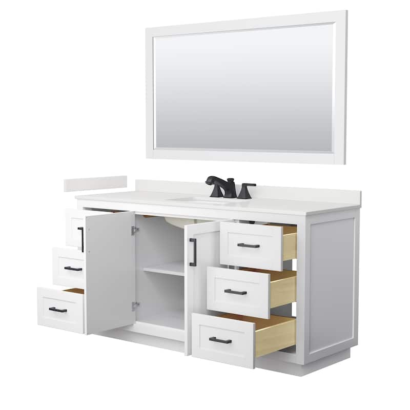 Miranda 66-inch Single Vanity, Quartz Top, 58-inch Mirror