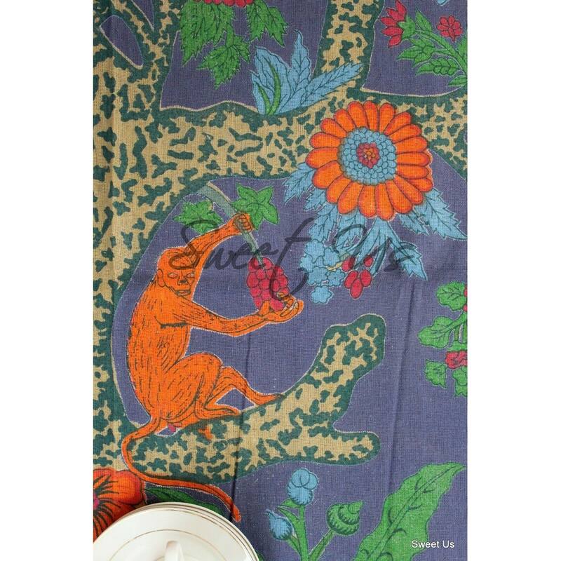 Cotton Heavenly Tree of Life Floral Tablecloth Rectangle - 88 x 104 Inches