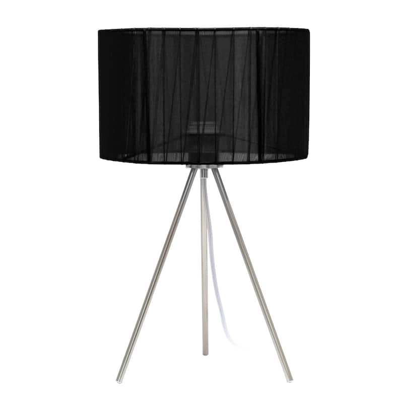 Brushed Nickel Three Legged Pedestal Table Lamp with Shade - 19.75" - Silver and Black