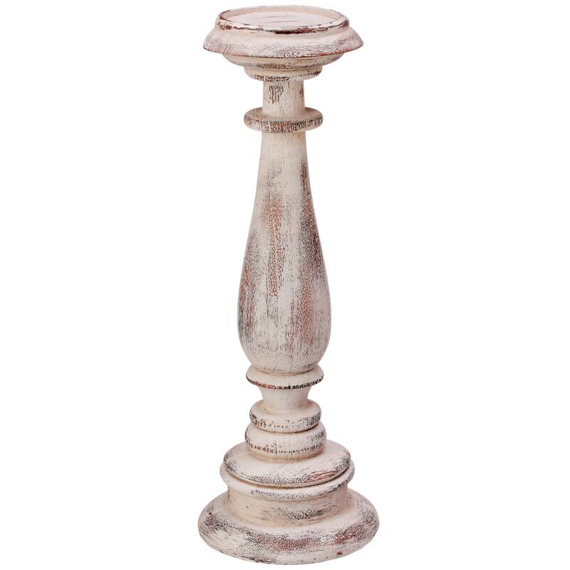 Resin Turned Wood' Candlestick 15"
