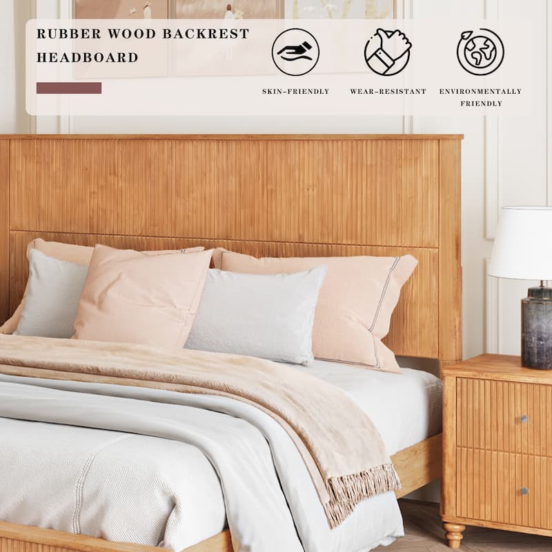 GDFStudio - Harrison Sturdy Solid Wood Bed Frame with Tall Headboard for Elegant Bedrooms