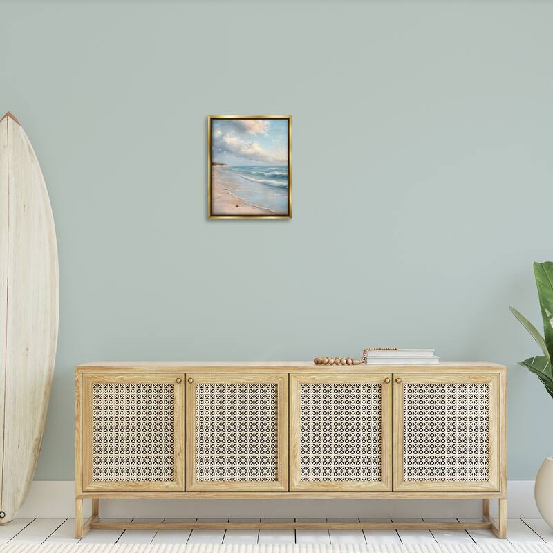 Stupell Where Seagulls Fly Beach View Framed Floater Canvas Wall Art Design By Franklyn Gregory